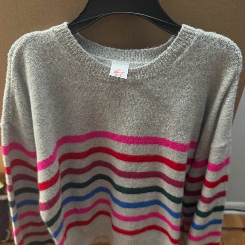 Wonder Nation Gray Sweater with Colorful Stripes